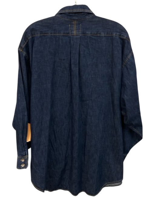 Rachel Comey Size M/L Dark Wash Cotton Denim Long Sleeve Buttons Collar Top Dark Wash / M/L