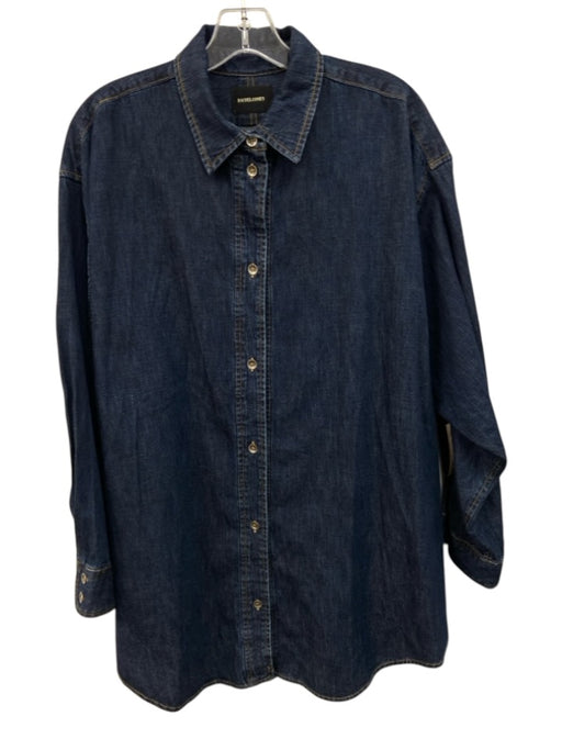 Rachel Comey Size M/L Dark Wash Cotton Denim Long Sleeve Buttons Collar Top Dark Wash / M/L