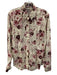 H Bar C Size 38 Pink, Red, Cream Pearl Snaps Floral Print Long Sleeve Collar Top Pink, Red, Cream / 38