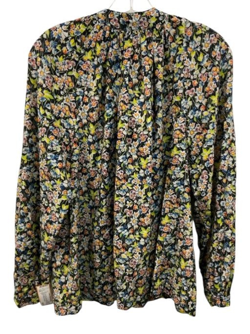 Doen Size L Navy Blue, Green, Multi Cotton & Viscose Long Sleeve Buttons Top Navy Blue, Green, Multi / L
