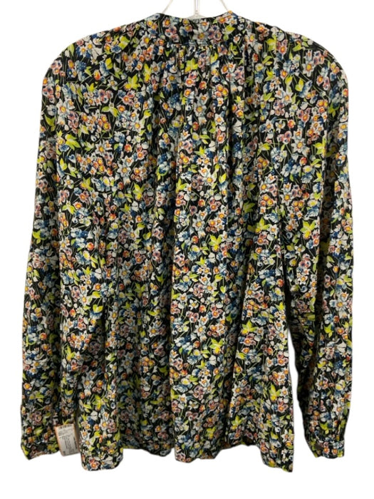 Doen Size L Navy Blue, Green, Multi Cotton & Viscose Long Sleeve Buttons Top Navy Blue, Green, Multi / L