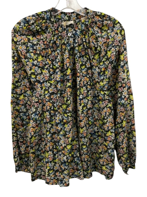 Doen Size L Navy Blue, Green, Multi Cotton & Viscose Long Sleeve Buttons Top Navy Blue, Green, Multi / L