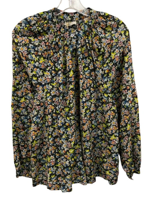 Doen Size L Navy Blue, Green, Multi Cotton & Viscose Long Sleeve Buttons Top Navy Blue, Green, Multi / L