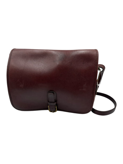 Coach Dark Red Leather Buckle clasp Flap Crossbody Messenger Bag Dark Red / S