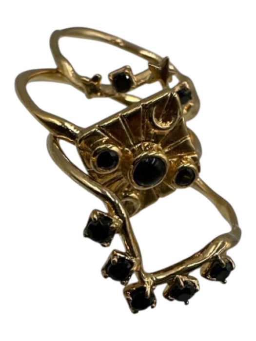 Studio Grun Gold & Black Gold Plated Black Stones Set of 3 Ring Gold & Black