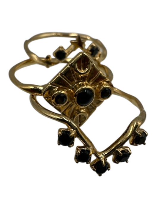 Studio Grun Gold & Black Gold Plated Black Stones Set of 3 Ring Gold & Black