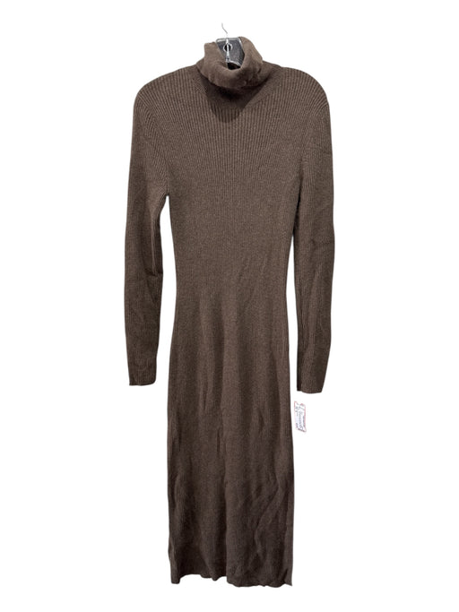 Reformation Size XL Brown Recycled Cashmere Rib Knit Long Sleeve Maxi Dress Brown / XL