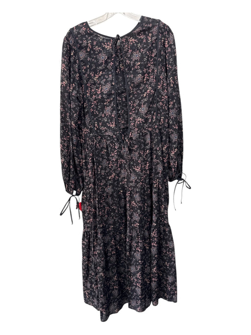 Madewell Size L Black, Pink & Blue Recycled Long Sleeve Trim Floral Maxi Dress Black, Pink & Blue / L