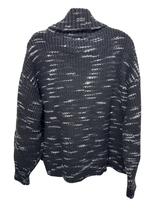 Varley Size L Black Print Polyester Abstarct Ocean Print Turtle Neck Sweater Black Print / L