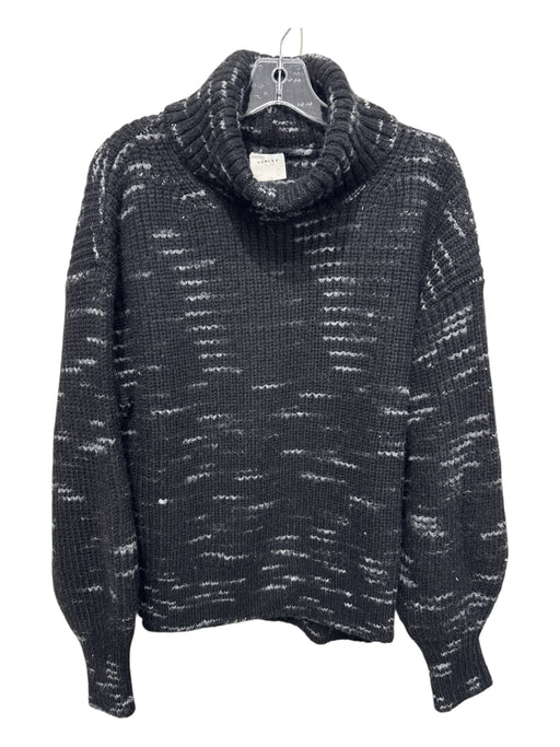 Varley Size L Black Print Polyester Abstarct Ocean Print Turtle Neck Sweater Black Print / L