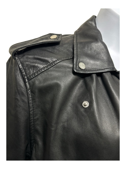 Deadwood Size 42 Black Leather SHW Moto Long Sleeve Jacket Black / 42