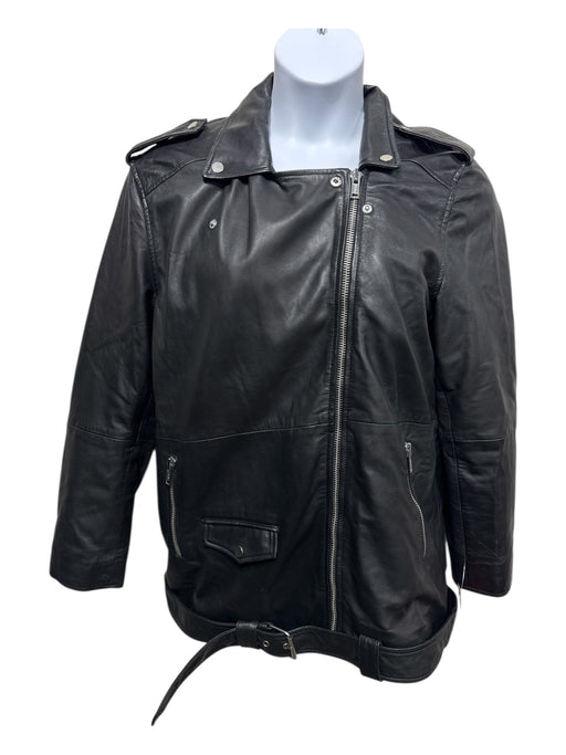 Deadwood Size 42 Black Leather SHW Moto Long Sleeve Jacket Black / 42