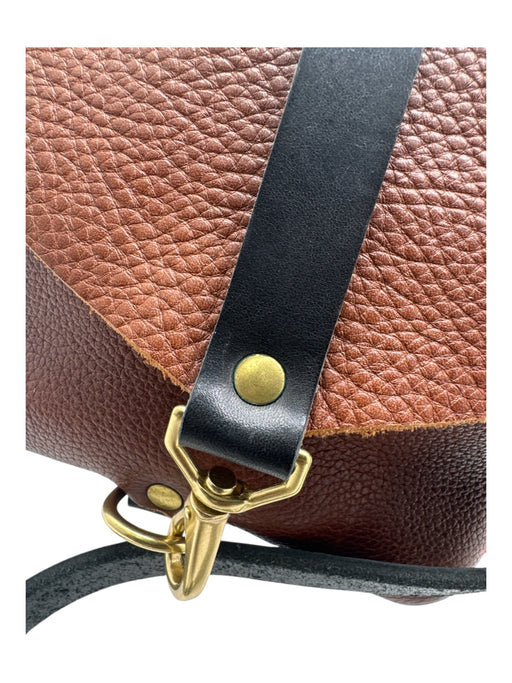 Glad & Young Brown & Black Leather Gold hardware Colorblock Adjustable Strap Bag Brown & Black / Small