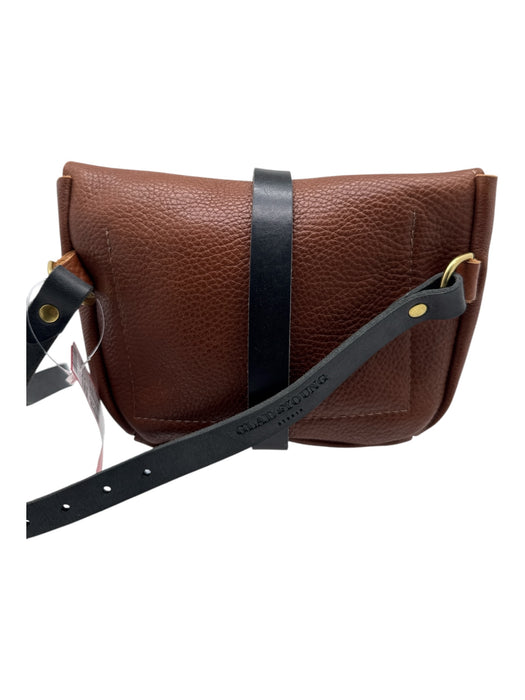 Glad & Young Brown & Black Leather Gold hardware Colorblock Adjustable Strap Bag Brown & Black / Small