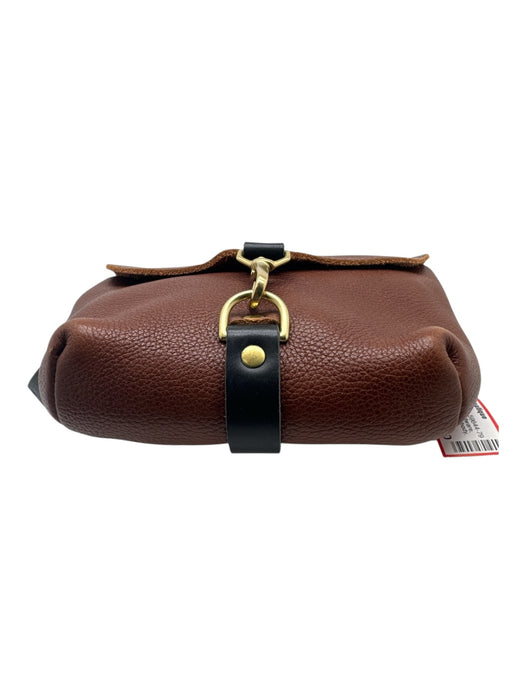 Glad & Young Brown & Black Leather Gold hardware Colorblock Adjustable Strap Bag Brown & Black / Small