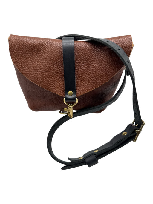 Glad & Young Brown & Black Leather Gold hardware Colorblock Adjustable Strap Bag Brown & Black / Small