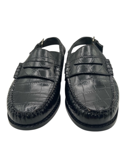 GH Bass Shoe Size 7.5 Black Leather Croc Embossed Slingback loafer Flats Black / 7.5