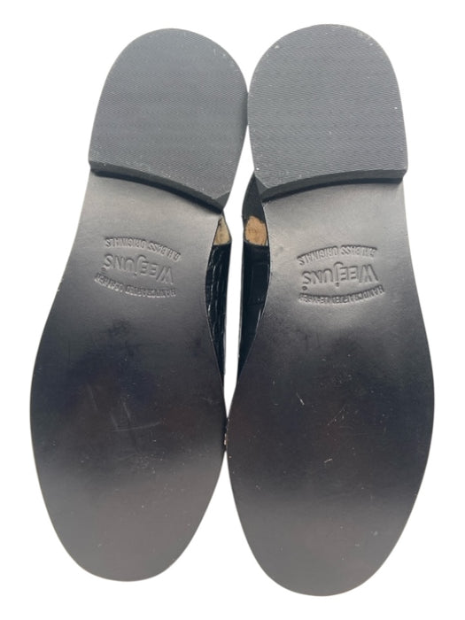 GH Bass Shoe Size 7.5 Black Leather Croc Embossed Slingback loafer Flats Black / 7.5