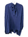 Rachel Comey Size 4/L Navy Blue Viscose Blend Long Sleeve Tie Neck V Neck Top Navy Blue / 4/L