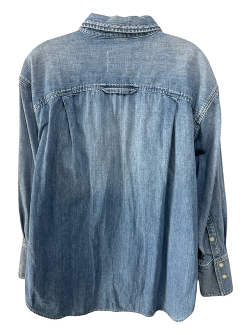 Citizens of Humanity Size L Light Wash Cotton Long Sleeve Button Up Collar Top Light Wash / L