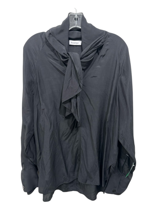 Rodebjer Size L Black Viscose & Tencel Long Sleeve V Neck Capelet Top Black / L