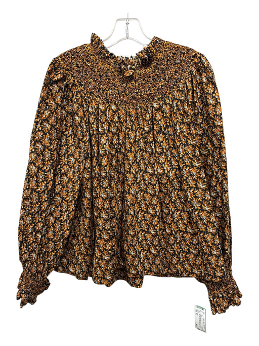 Doen Size XL Black, Yellow, Blue Cotton Long Sleeve All Over Print high neck Top Black, Yellow, Blue / XL