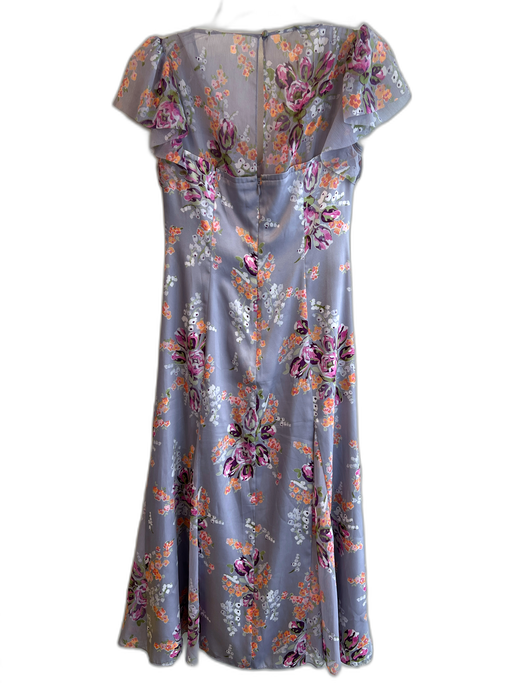 Cinq a Sept Size 4 Gray & multi Polyester Blend Floral Back Zip Cap Sleeve Dress Gray & multi / 4