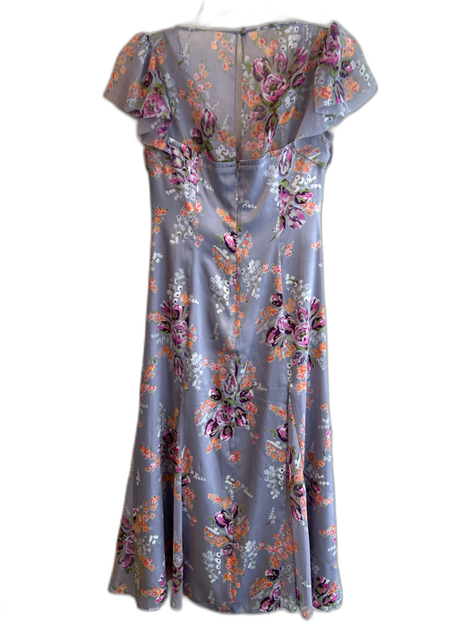 Cinq a Sept Size 4 Gray & multi Polyester Blend Floral Back Zip Cap Sleeve Dress Gray & multi / 4