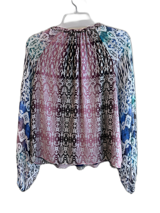 Ramy Brook Size Small Purple & Multi Silk Long semi sheer sleeves Lined Top Purple & Multi / Small