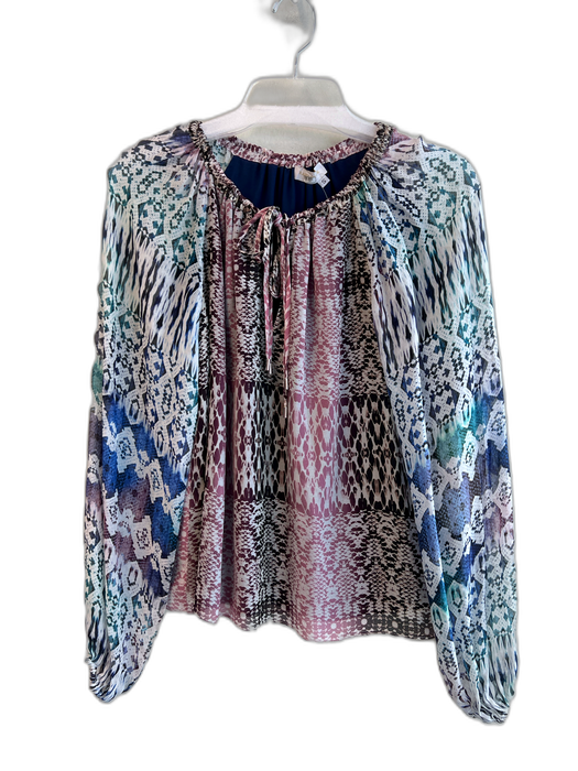 Ramy Brook Size Small Purple & Multi Silk Long semi sheer sleeves Lined Top Purple & Multi / Small