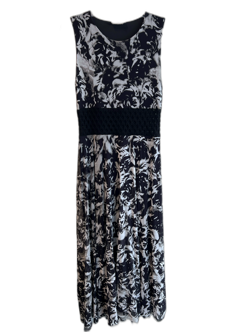 Fuzzi Size Est M Black & White No Fabric Tag Sleeveless Wide Neck Lined Dress Black & White / Est M