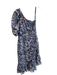 Shoshanna Size 8 Blue & Multi Viscose Blend One Shoulder Floral Side Zip Dress Blue & Multi / 8