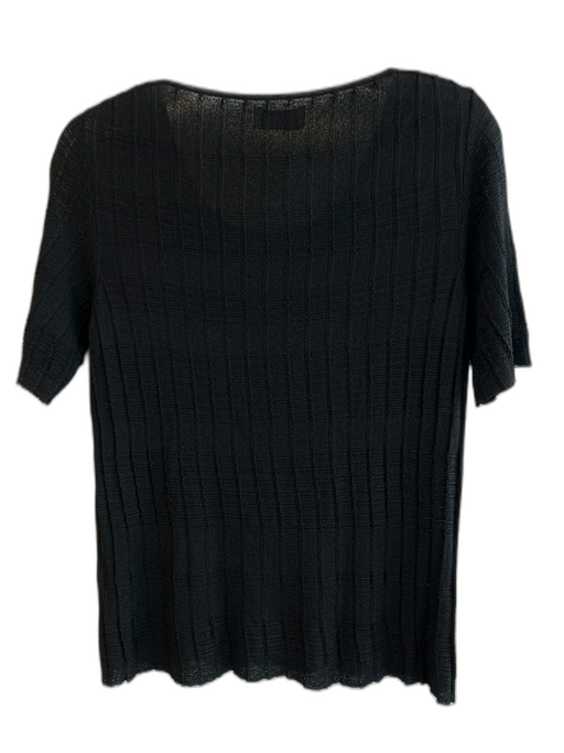 Falconeri Size Small Black No Fabric Tag Short Sleeve Scoop Neck Semi Sheer Top Black / Small