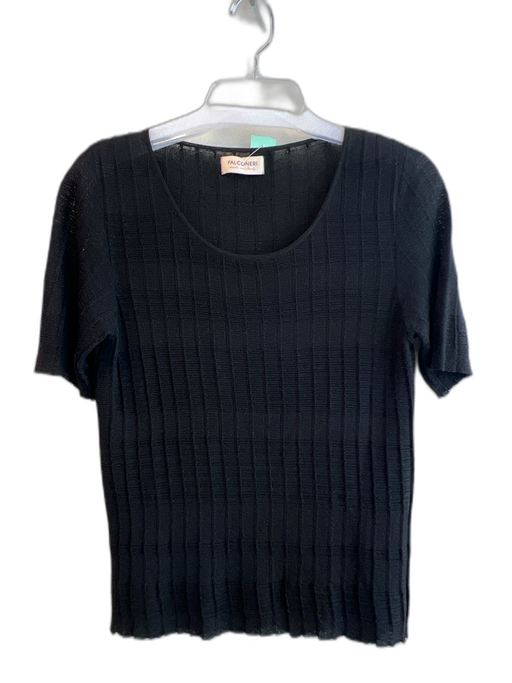 Falconeri Size Small Black No Fabric Tag Short Sleeve Scoop Neck Semi Sheer Top Black / Small