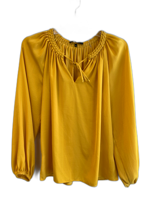 Kobi Halperin Size XS Yellow Polyester Long Sleeve Round Split Neck Top Yellow / XS