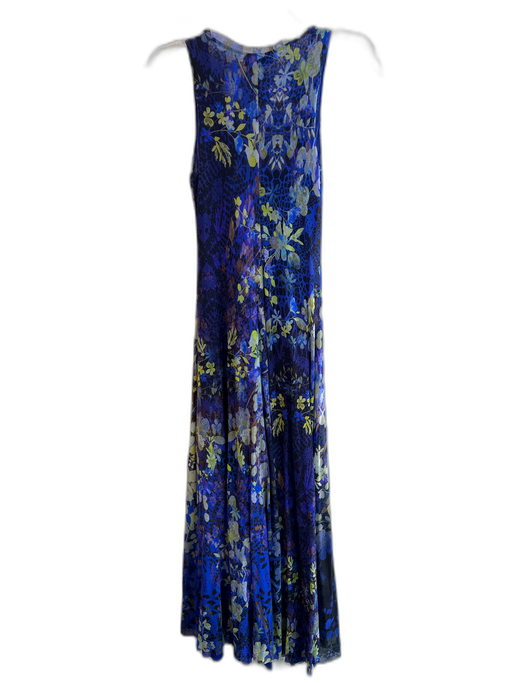 Fuzzi Size Large Blue & Yellow No Fabric Tag Line Sleeveless Floral Dress Blue & Yellow / Large