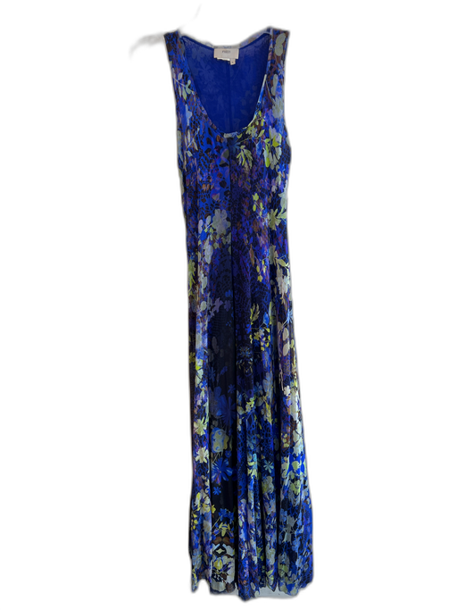 Fuzzi Size Large Blue & Yellow No Fabric Tag Line Sleeveless Floral Dress Blue & Yellow / Large