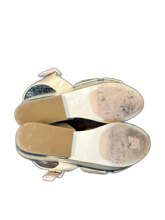 Miu Miu Shoe Size 39 Nude & Silver Patent Leather Open Toe & Heel Platform Shoes Nude & Silver / 39