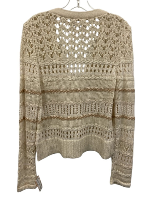 Jonathan Simkhai Size Large Cream White & Beige Cotton Blend Long Sleeve Sweater Cream White & Beige / Large