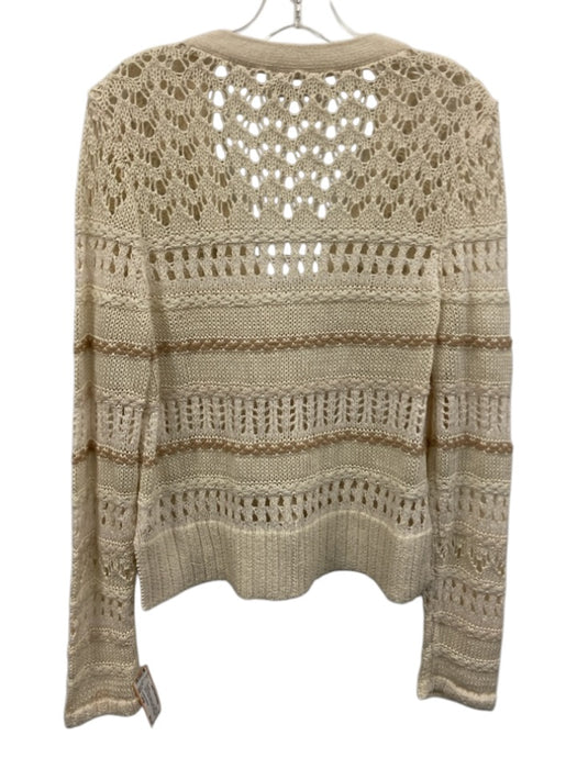 Jonathan Simkhai Size Large Cream White & Beige Cotton Blend Long Sleeve Sweater Cream White & Beige / Large
