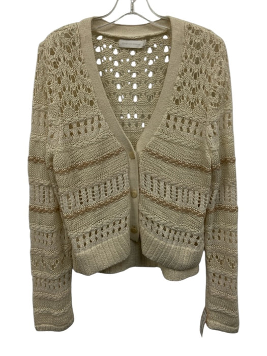 Jonathan Simkhai Size Large Cream White & Beige Cotton Blend Long Sleeve Sweater Cream White & Beige / Large