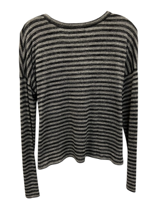Rag & Bone Size XS Gray & Black Rayon Blend Long Sleeve Striped Knit Top Gray & Black / XS