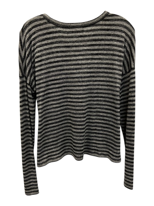 Rag & Bone Size XS Gray & Black Rayon Blend Long Sleeve Striped Knit Top Gray & Black / XS