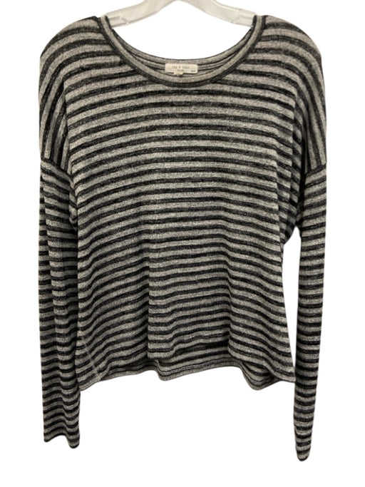 Rag & Bone Size XS Gray & Black Rayon Blend Long Sleeve Striped Knit Top Gray & Black / XS