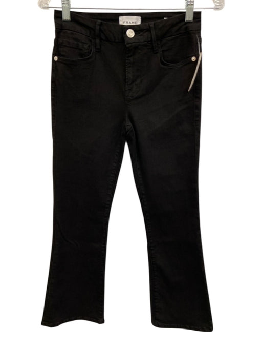 Frame Size 26 Black Cotton Denim High Rise Boot Cut Jeans Black / 26