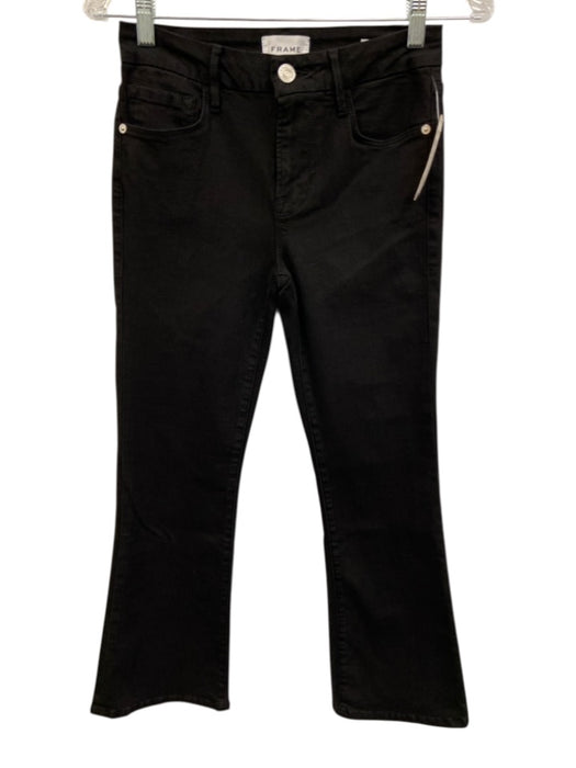 Frame Size 26 Black Cotton Denim High Rise Boot Cut Jeans Black / 26