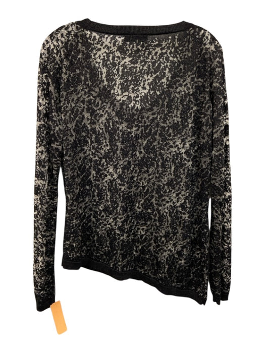 The Kooples Size Medium Black & Silver Rayon Blend Long Sleeve Knit Top Black & Silver / Medium