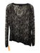The Kooples Size Medium Black & Silver Rayon Blend Long Sleeve Knit Top Black & Silver / Medium