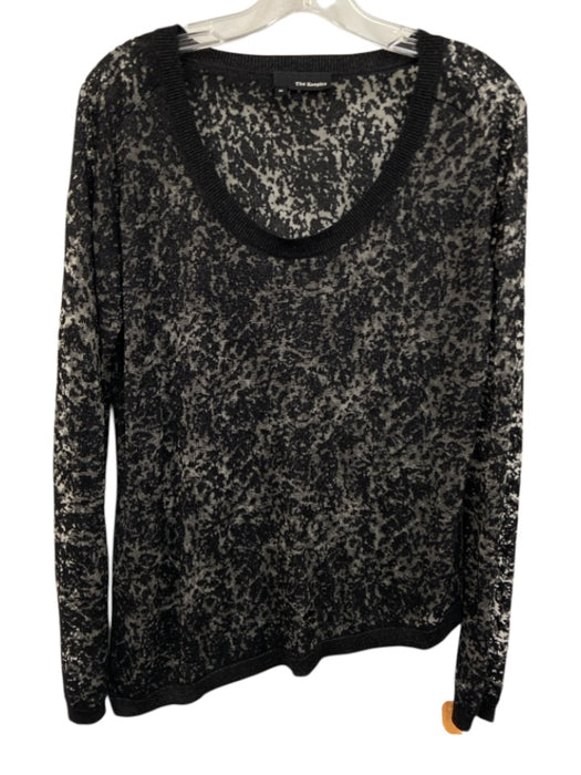 The Kooples Size Medium Black & Silver Rayon Blend Long Sleeve Knit Top Black & Silver / Medium