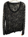 The Kooples Size Medium Black & Silver Rayon Blend Long Sleeve Knit Top Black & Silver / Medium